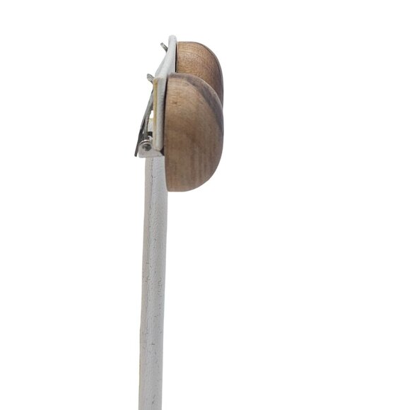 VTG Clip On Earrings Round Hugger Brown Brushed Wood Boho Cottage Core Chunky - Picture 4 of 10